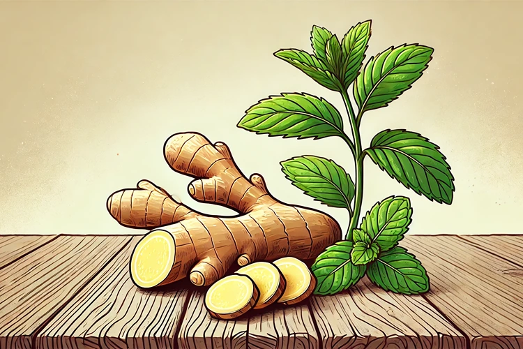 Ginger root and peppermint leaves comparison for digestive health