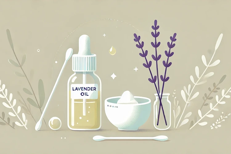 Lavender oil and jojoba oil for acne treatment.